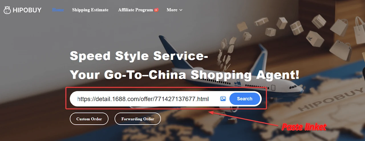Hipobuys forside med logo og teksten Your Go-To-China Shopping Agent